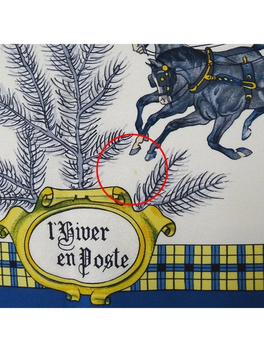 Hermes Scarf Carre 90 L'hiver en Poste Winter Mail Silk Blue